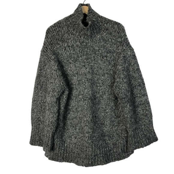 Zara Charcoal Gray Turtleneck Oversized Knit Sweater S - Picture 4 of 7